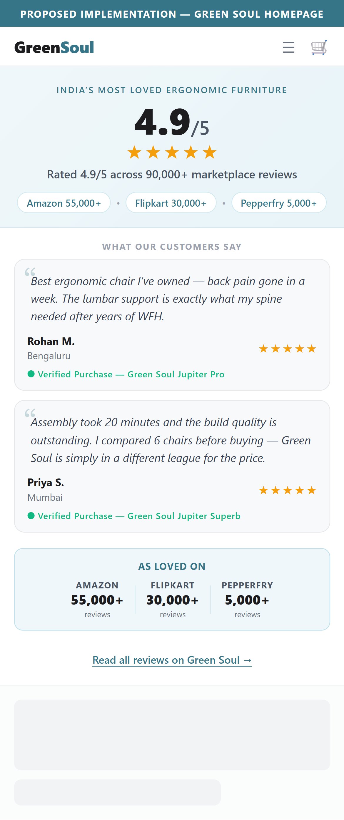 Proposed Implementation — Green Soul Homepage